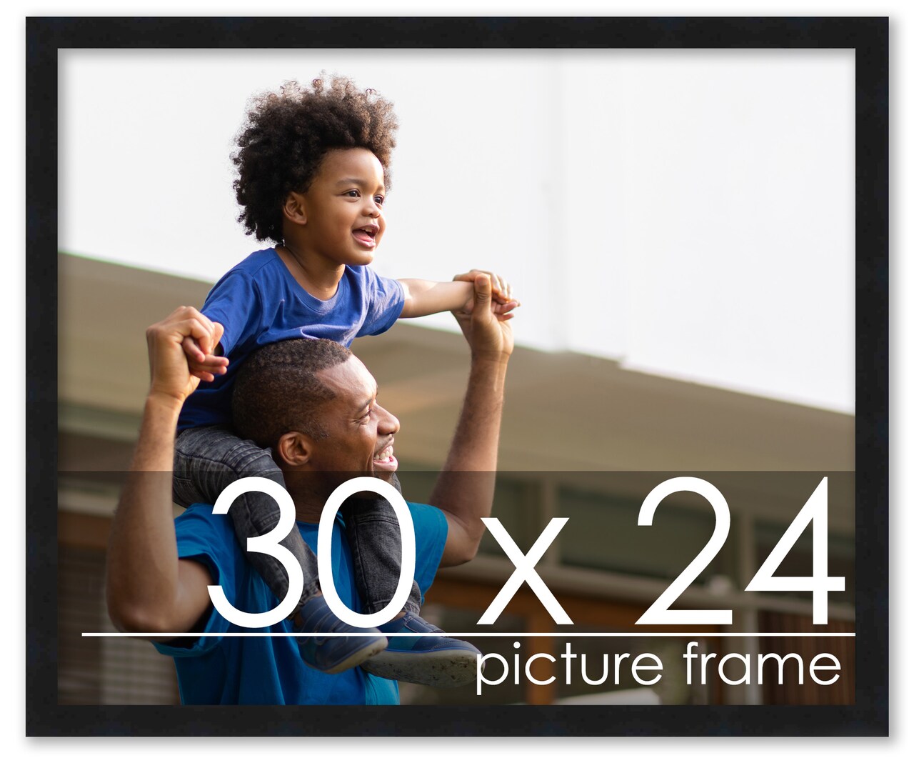 30x24 Modernist Black Picture Frame - UV Acrylic, Foam Board Backing, Hanging Hardware